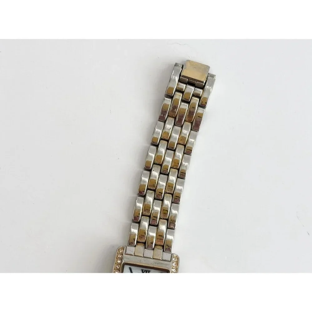 Liz Clairborne Silver T LIZ32SG Rhinestone Vintage Wristwatch - 22mm - WORKS!